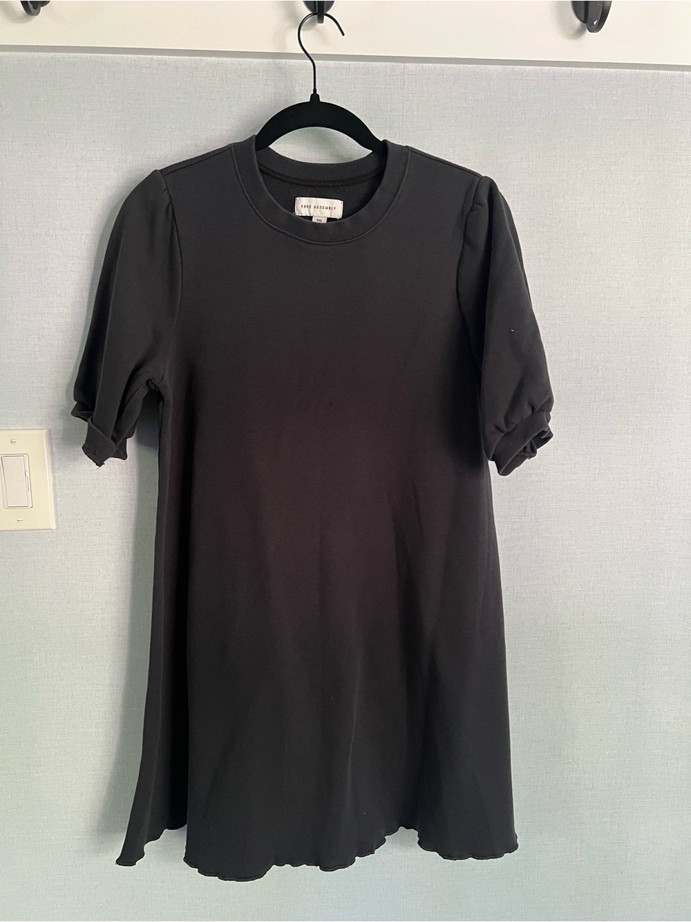 Black Puff-Sleeve sweatshirt Kids Dress, XXL